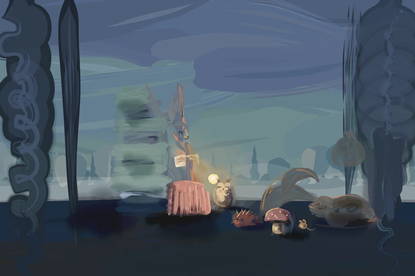 Bedtime in the Clearing, a painting by Captain Underpaint