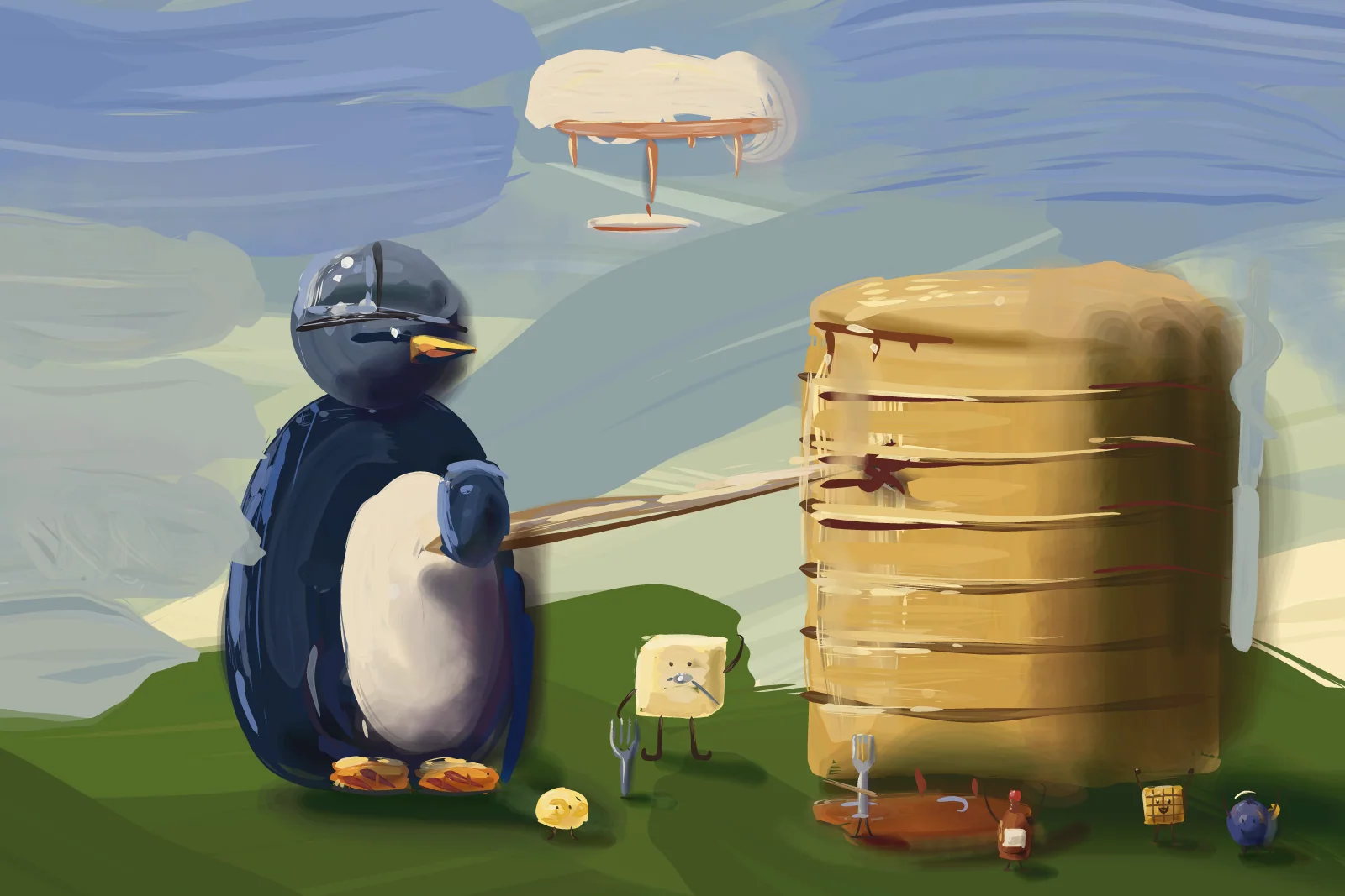 The Pancake Joust, a painting by Captain Underpaint